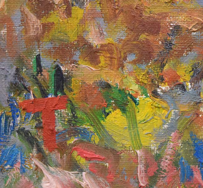 丸山妙子「モコト湖(天都山・網走)」油絵・F8号 サイン拡大画像