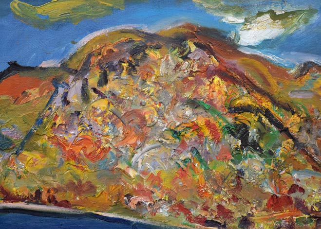 丸山妙子「モコト湖(天都山・網走)」油絵・F8号 拡大画像1