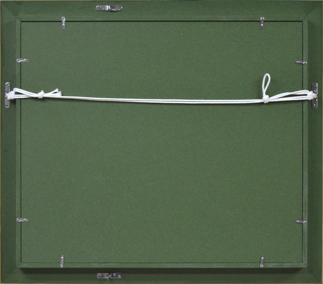 丸山妙子「モコト湖(天都山・網走)」油絵・F8号 額縁裏側画像