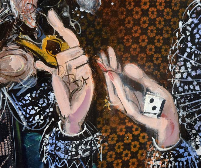 増田誠「ダイスをする王と王妃」油絵・仏F10号 拡大画像3