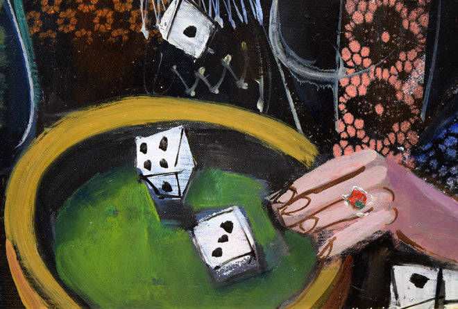 増田誠「ダイスをする王と王妃」油絵・仏F10号 拡大画像5