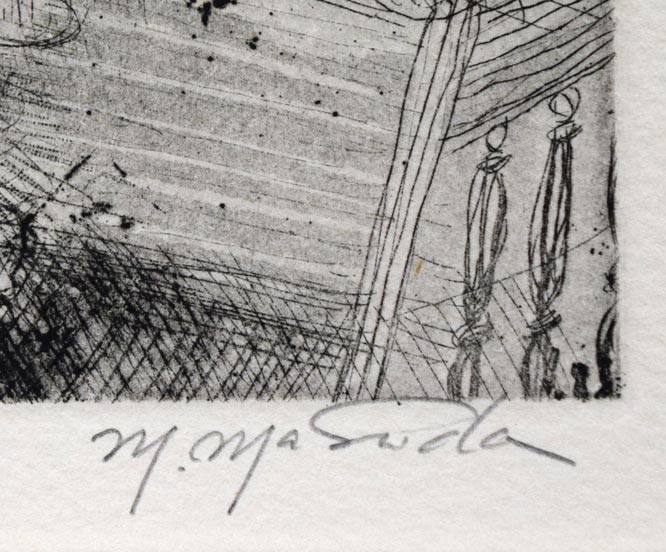 増田誠「サンジェルマンのパブ」銅版画　本人直筆鉛筆サイン画像