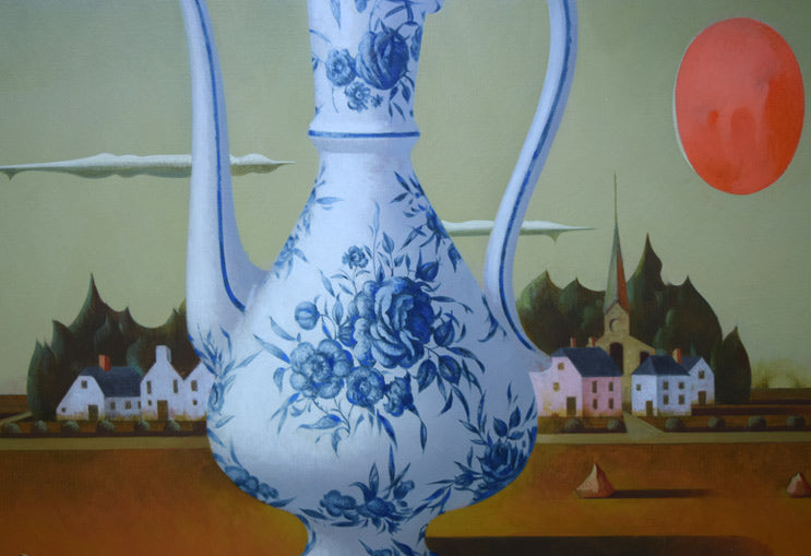 松樹路人「花と村落」油絵・F30号 拡大部分3