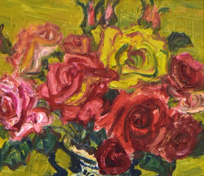 松本富太郎「薔薇」油絵・F4号 拡大画像1