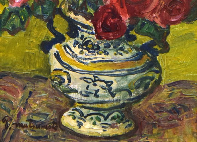 松本富太郎「薔薇」油絵・F4号 拡大画像2