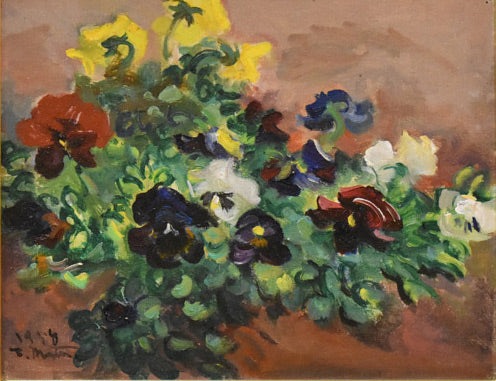 松邨巽「花」油絵・F6号 作品全体拡大部分