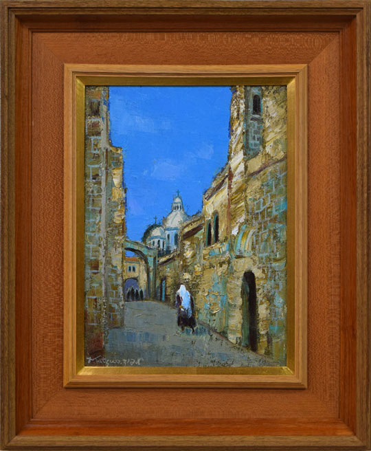 松尾洋明「ヴィアドロ・ロサ(エルサレム)」油絵・F4号