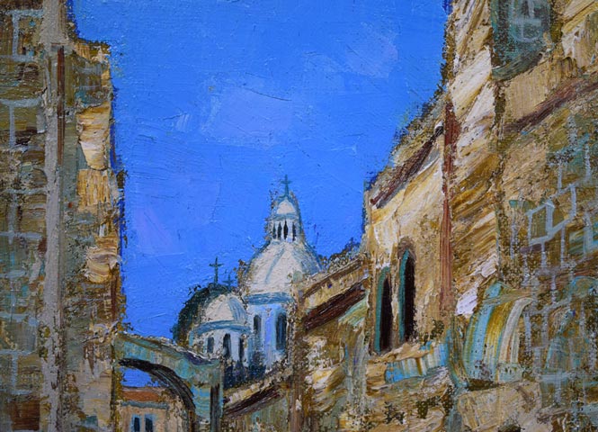 松尾洋明「ヴィアドロ・ロサ(エルサレム)」油絵・F4号 拡大画像1