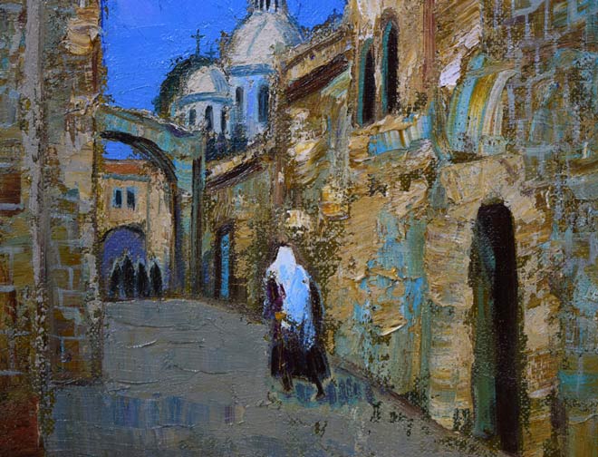 松尾洋明「ヴィアドロ・ロサ(エルサレム)」油絵・F4号 拡大画像2