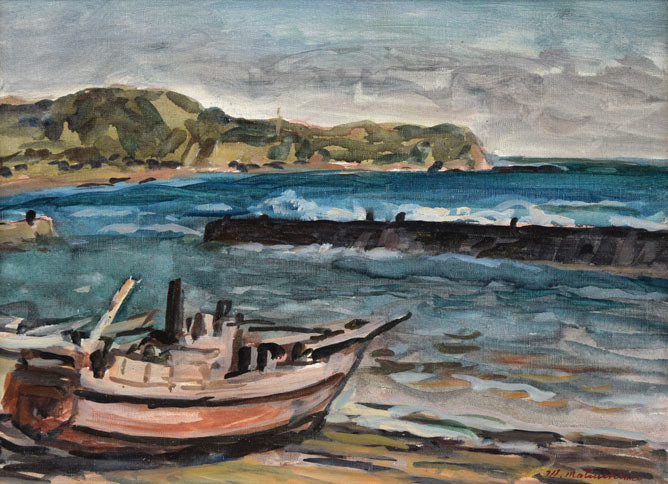 松島正幸「房州の海(御宿にて)」油絵・P8号 作品全体拡大画像