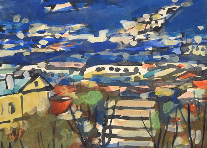 松島正幸「風景画」水彩画 拡大画像1