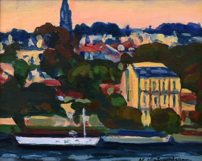 松島正幸「サン・クルー(巴里郊外)」油絵・F3号 作品全体拡大画像