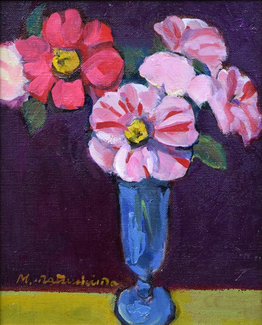 松島正幸「椿」油絵・F3号 作品全体拡大画像