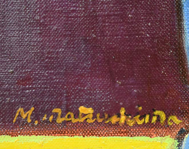 松島正幸「椿」油絵・F3号 サイン拡大画像