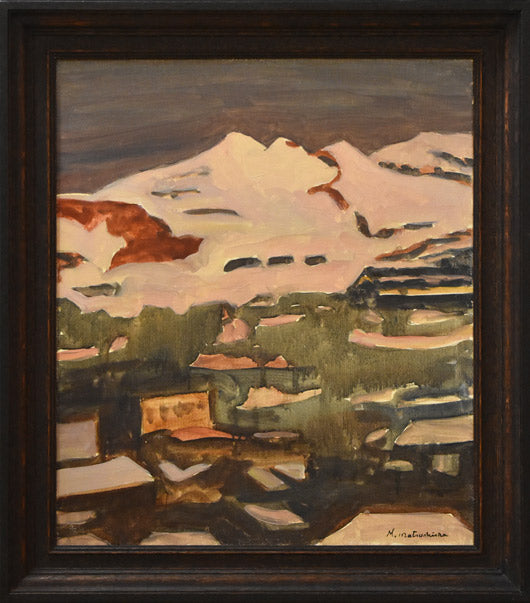 松島正幸「雪の山(雪たそがれ)」油絵・F10号