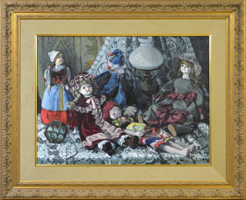 森本光子「人形たち」油絵・P25号・画集掲載作