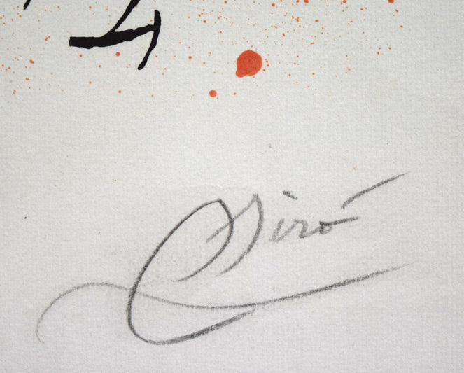 ジョアン・ミロ「『リトグラフⅠ』よりPL,4」リトグラフ　本人直筆鉛筆サイン拡大画像