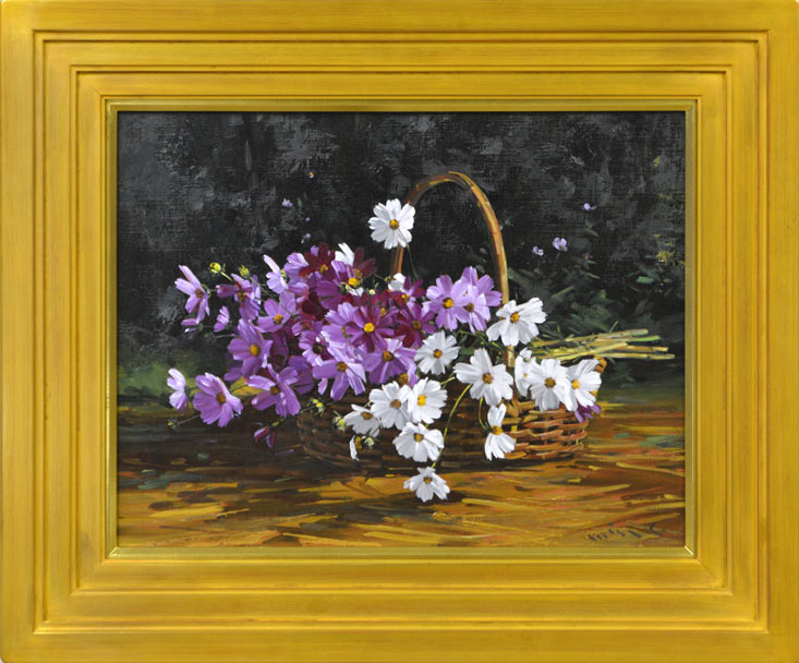 三栖 右嗣「コスモス」油絵・P10号