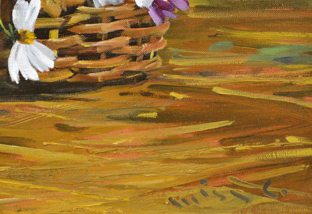 三栖 右嗣「コスモス」油絵・P10号 サイン部分