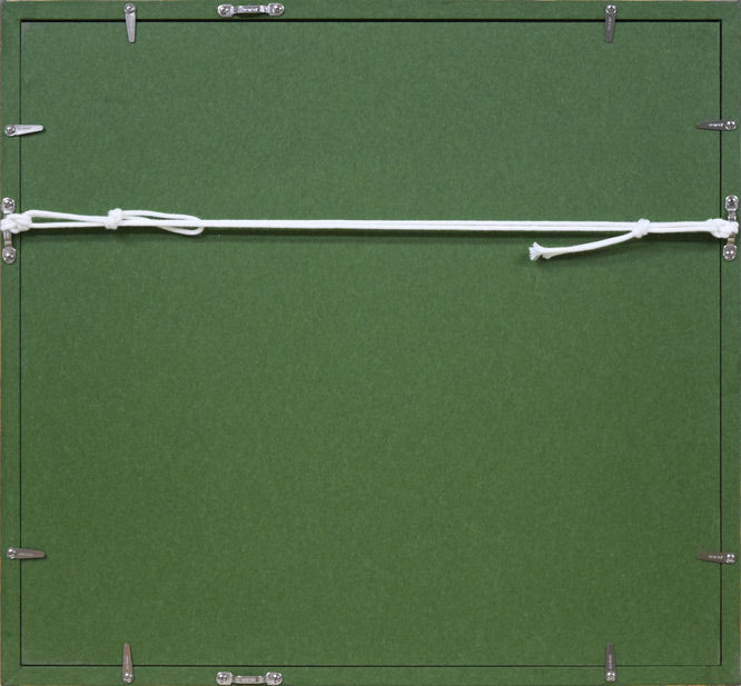 宮川魏「新雪旭岳」油絵・色紙 額縁裏側画像