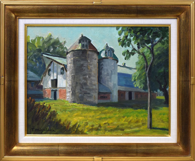 宮川魏「牧舎」油絵・F6号