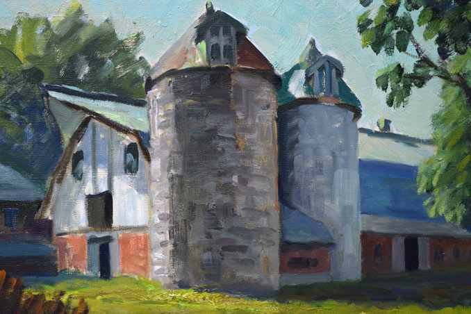 宮川魏「牧舎」油絵・F6号 拡大画像1