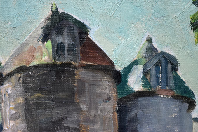 宮川魏「牧舎」油絵・F6号 拡大画像2