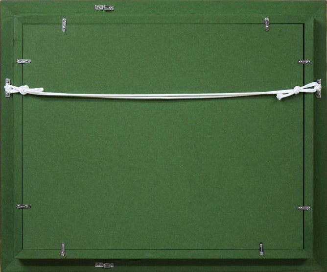 宮川魏「牧舎」油絵・F6号 額縁裏側画像