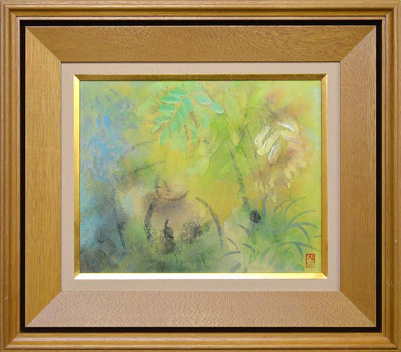 宮木薫「草むら」グワッシュ(不透明水彩画)・F3号