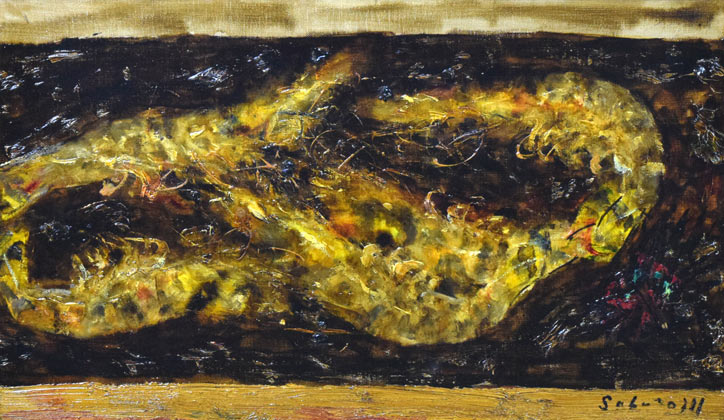 宮本三郎「えび・うに」油絵・M6号 作品全体拡大画像