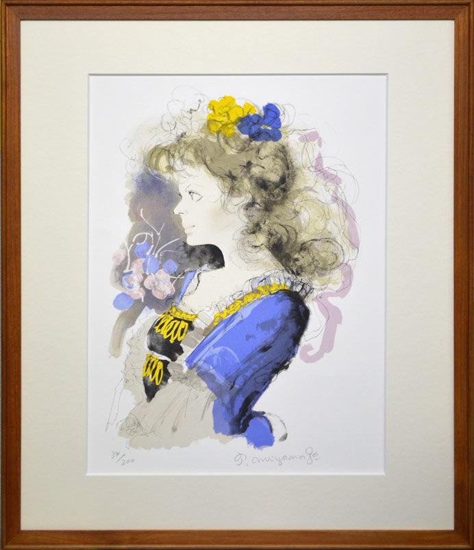 宮永岳彦「婦人像」リトグラフ