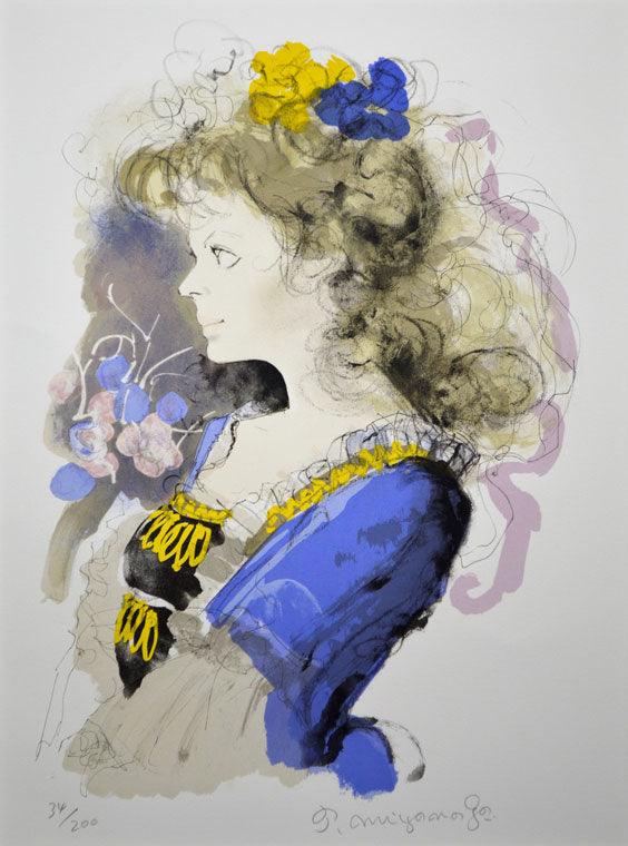 宮永岳彦「婦人像」リトグラフ 拡大部分