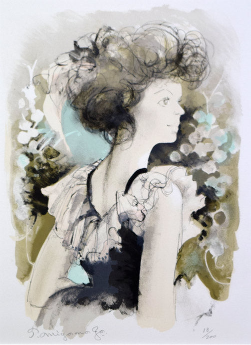 宮永岳彦「女性像」リトグラフ 拡大部分