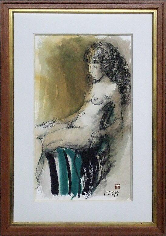 宮永岳彦「玲」水彩画・コンテ・10号大