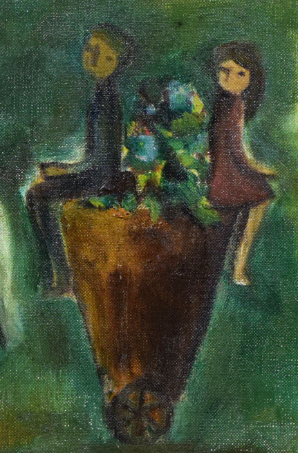 杢田たけを「花馬車」油絵・F8号 拡大画像3