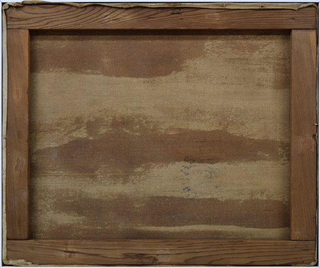 杢田たけを「花馬車」油絵・F8号 キャンバス裏側画像