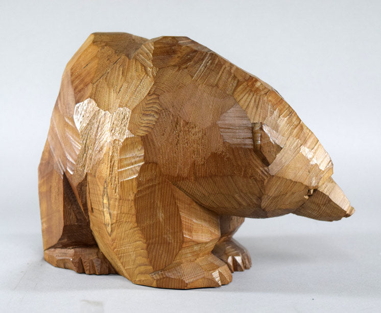 引間二郎「八雲熊」木彫・高さ19.5cm 全体像6