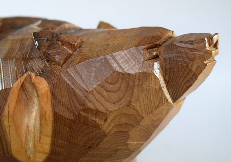 引間二郎(木歩)「かたらい」木彫熊(八雲)