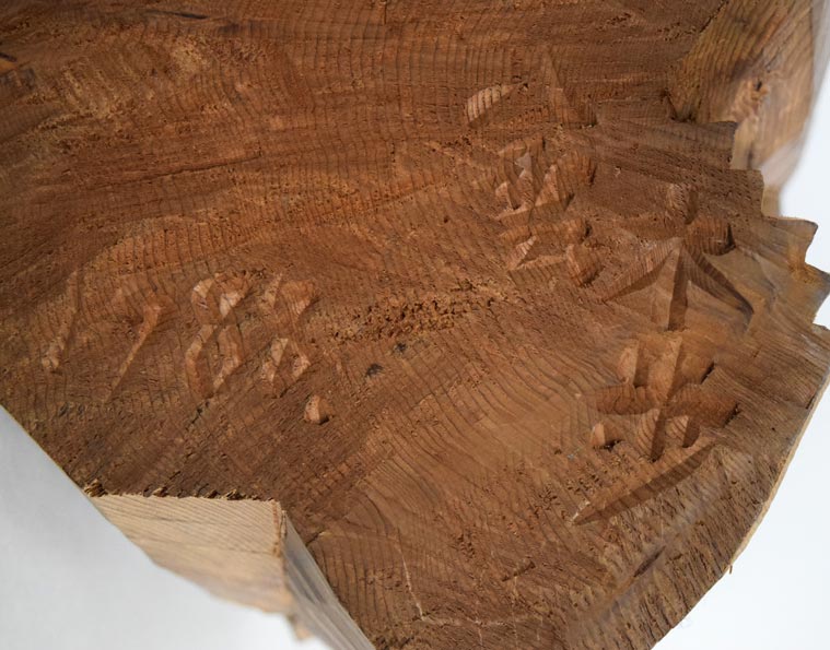 引間二郎(木歩)「かたらい」木彫熊(八雲) サイン・年記(1988年作)拡大部分