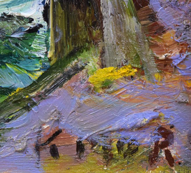 盛國春「秋の奥入瀬渓流」油絵・F4号 サイン拡大画像