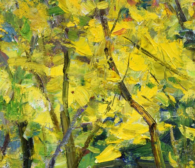 盛國春「秋の奥入瀬渓流」油絵・F4号 拡大画像1