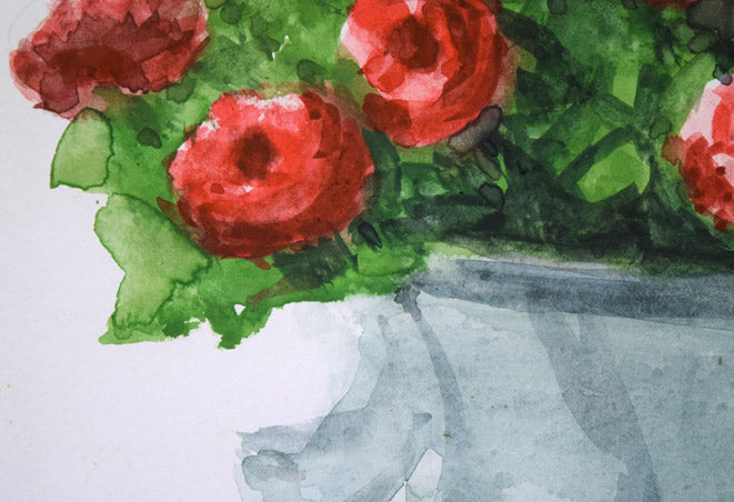 森本光子「薔薇」水彩画 拡大画像2