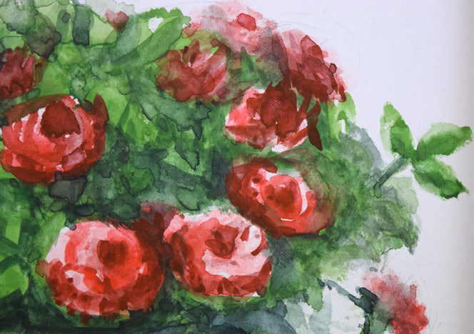 森本光子「薔薇」水彩画 拡大画像3