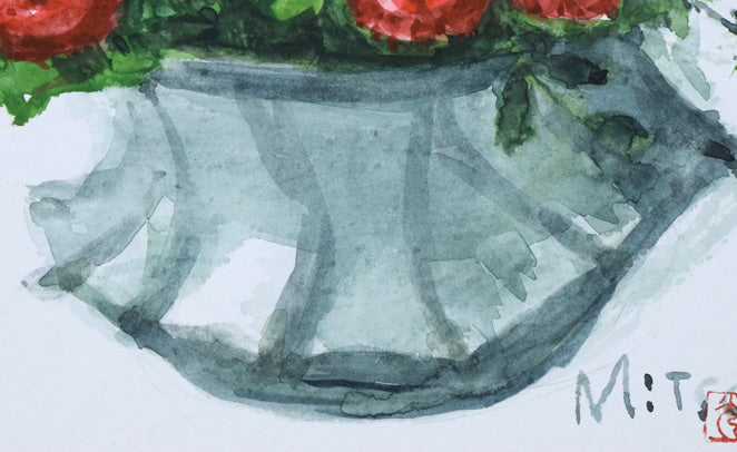 森本光子「薔薇」水彩画 拡大画像4