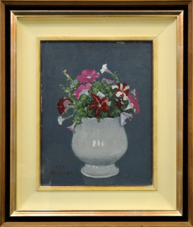 森本光子「朝顔」油絵・F6号・1989年作