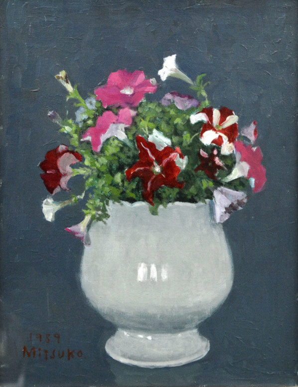 森本光子「朝顔」油絵・F6号・1989年作 拡大部分