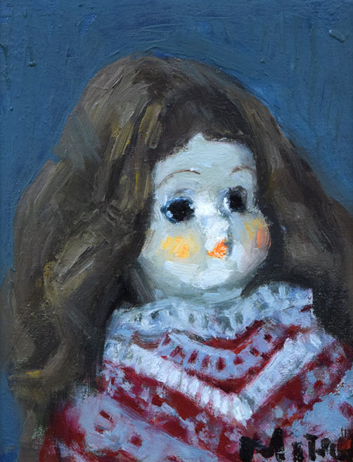 森本光子「人形」油絵・F0号 作品全体拡大画像