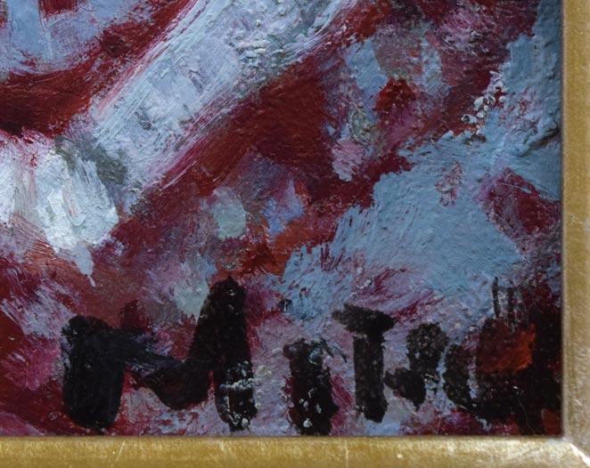 森本光子「人形」油絵・F0号 サイン拡大画像