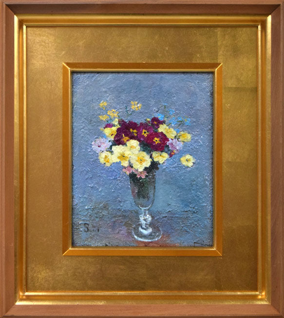 森本三郎「花」油絵・F3号