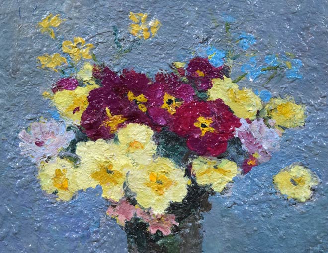 森本三郎「花」油絵・F3号 拡大画像1